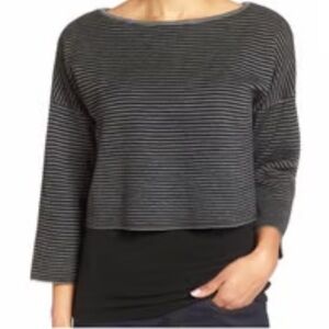 Eileen Fisher Oversized Sweater Black White Small